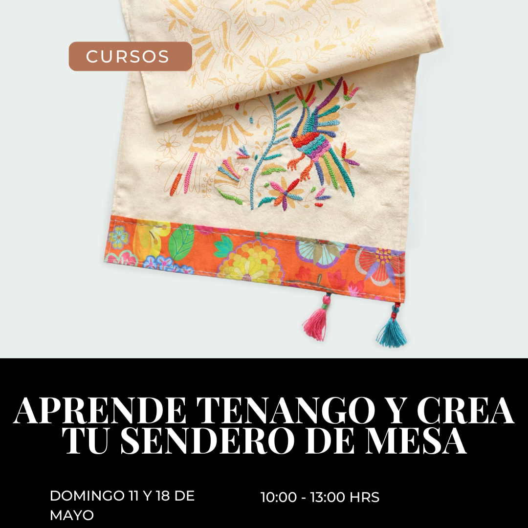 Sendero de mesa Tenango con diversas técnicas textiles
