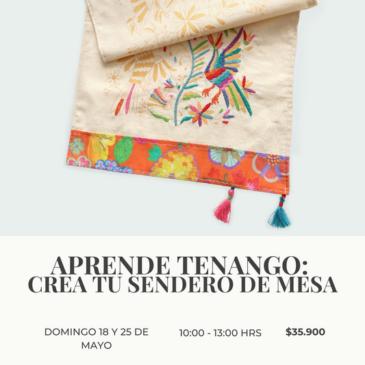 Sendero de mesa Tenango con diversas técnicas textiles